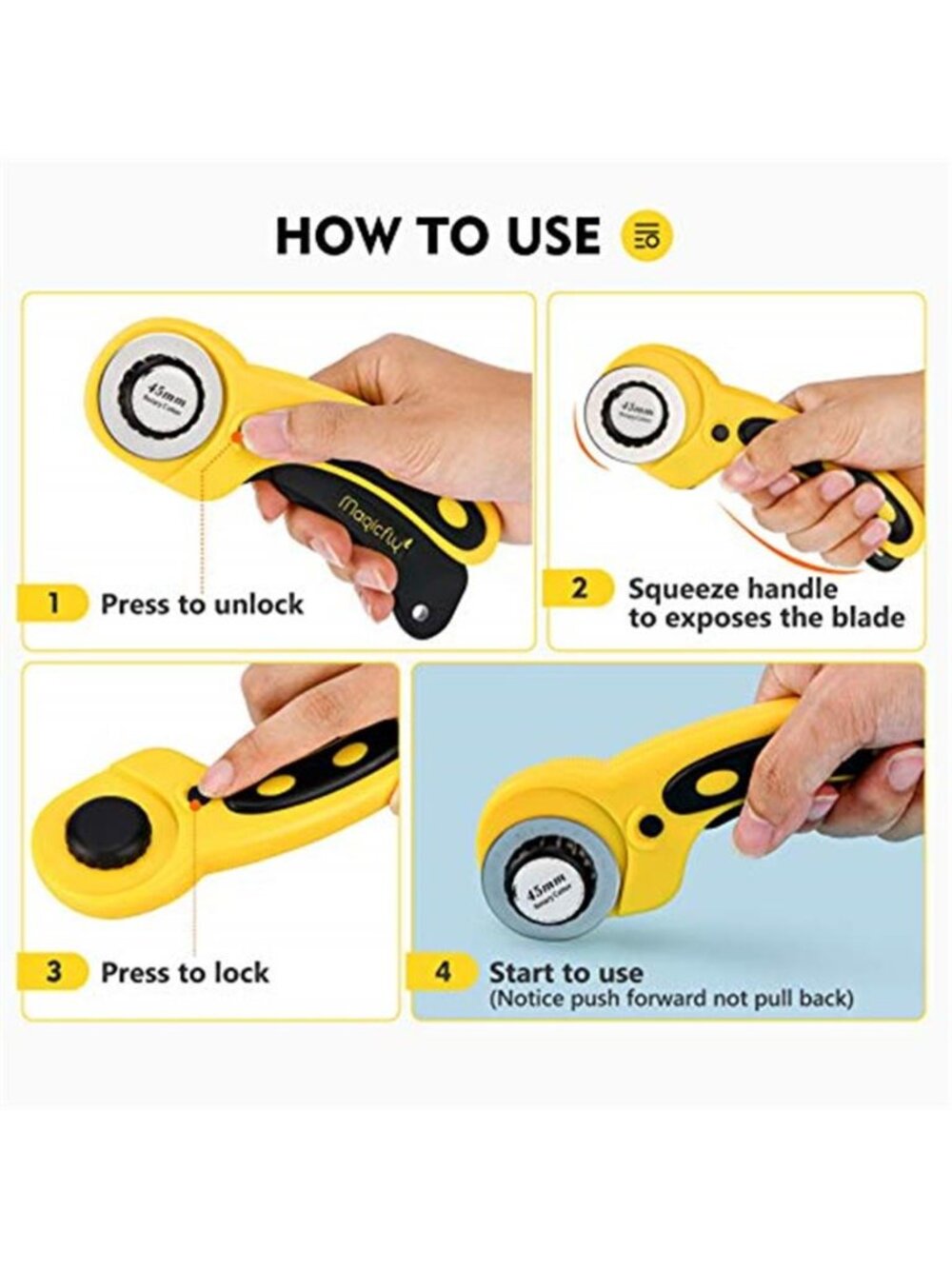 Rotary Cutter Set, 45mm and 28mm Fabric Cutters Kit with Extra 10 Blades, A3 - Picture 6 of 7